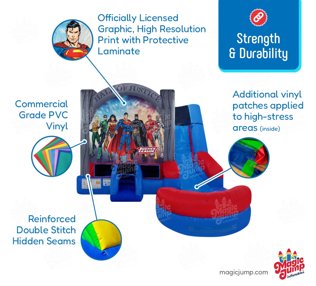 Justice League 6 in 1 Combo Wet or Dry Inflatable Bounce and Slide