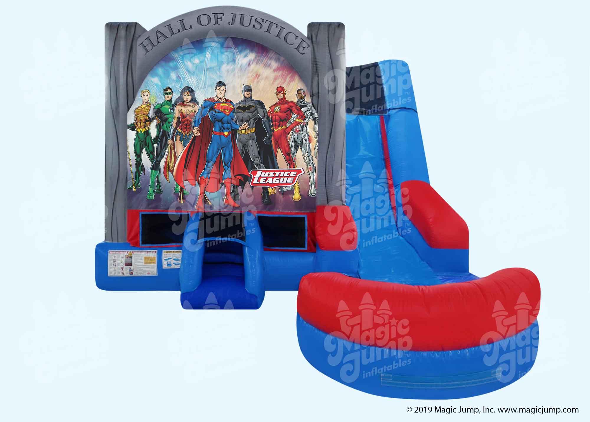 Justice League 6 in 1 Combo Wet or Dry Inflatable Bounce and Slide