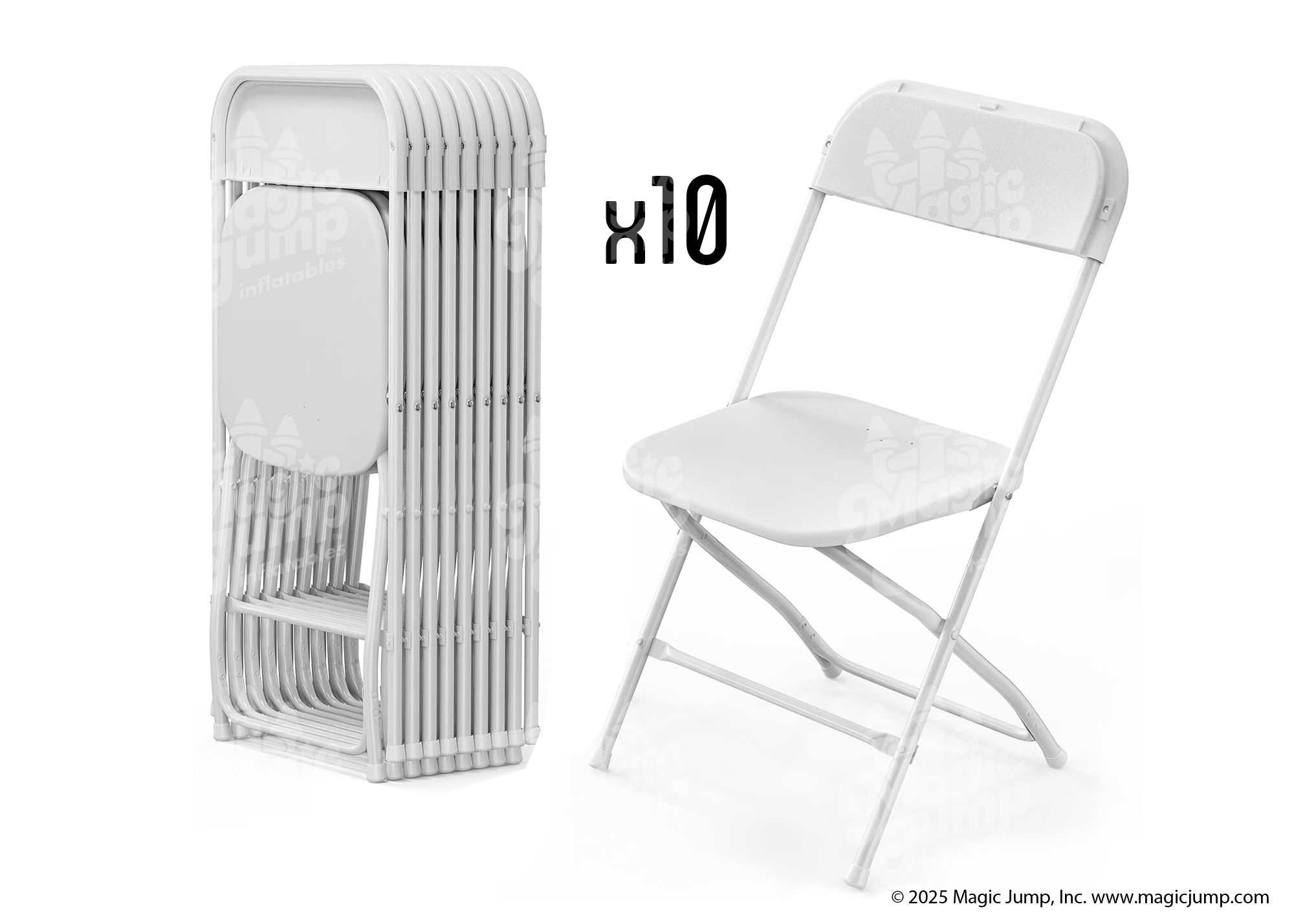 Plastic Folding Chair White - 10 pieces