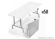 Plastic Rectangular Fold-in-Half Table 72 inch - 50 pack