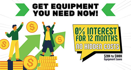 0% Interest for 12 Months with NO Hidden Costs - Get the Equipment you need now! From 20k to 100k Equipment Loans