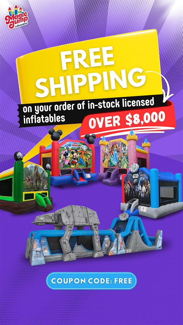 FREE SHIPPING on Licensed Inflatables Attractions from Magic Jump! Promo Code: FREE